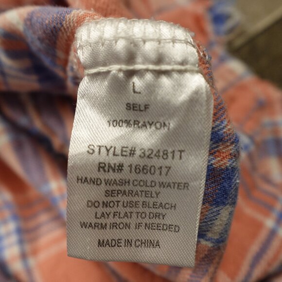 Blue B Collection Plaid Flannel Shirt L – Western Graphic Back, Distressed Hem - Picture 11 of 11